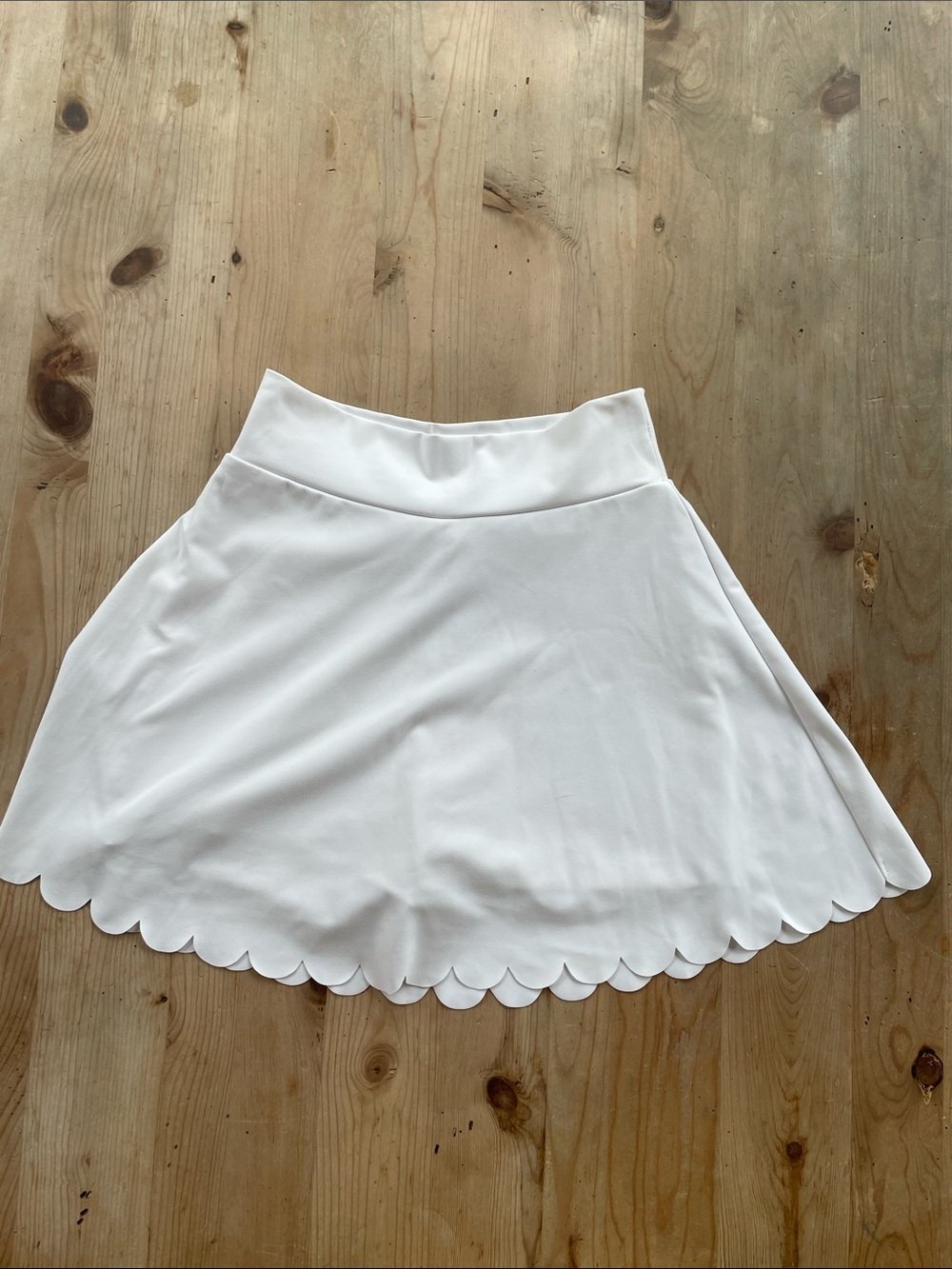J. Crew White Scalloped Hem A-Line Skort or Swim Skirt Pickleball Beach Tennis